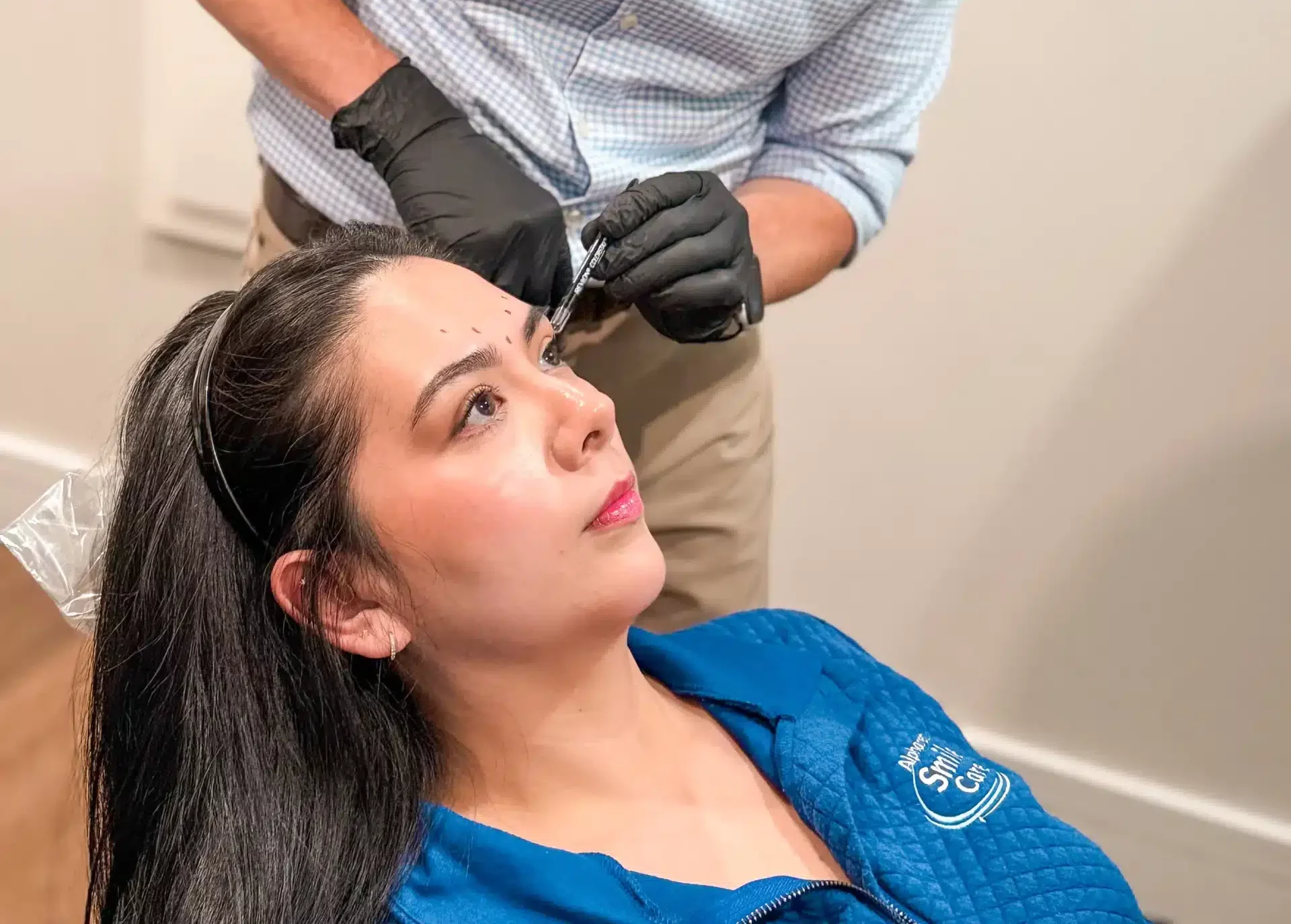 Patient receiving a facial injection